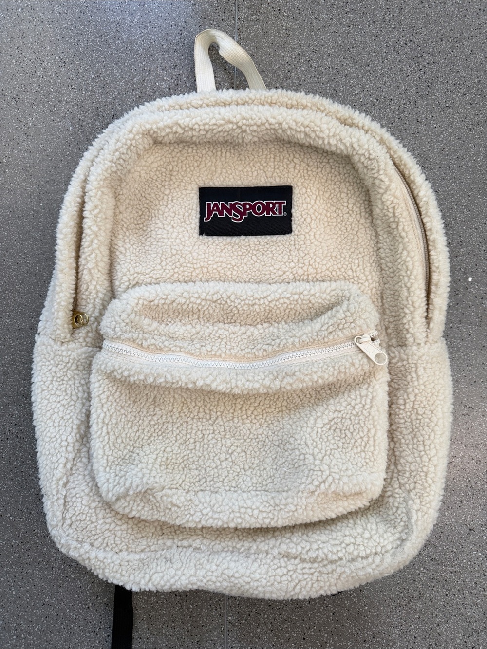 Jansport Black and Cream Sherpa Backpack - Picture 1 of 3